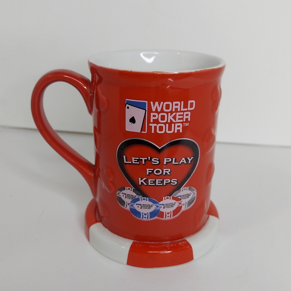 2006 World Poker Tour Let's Play For Keeps Red Coffee Beer Mug Tea Cup